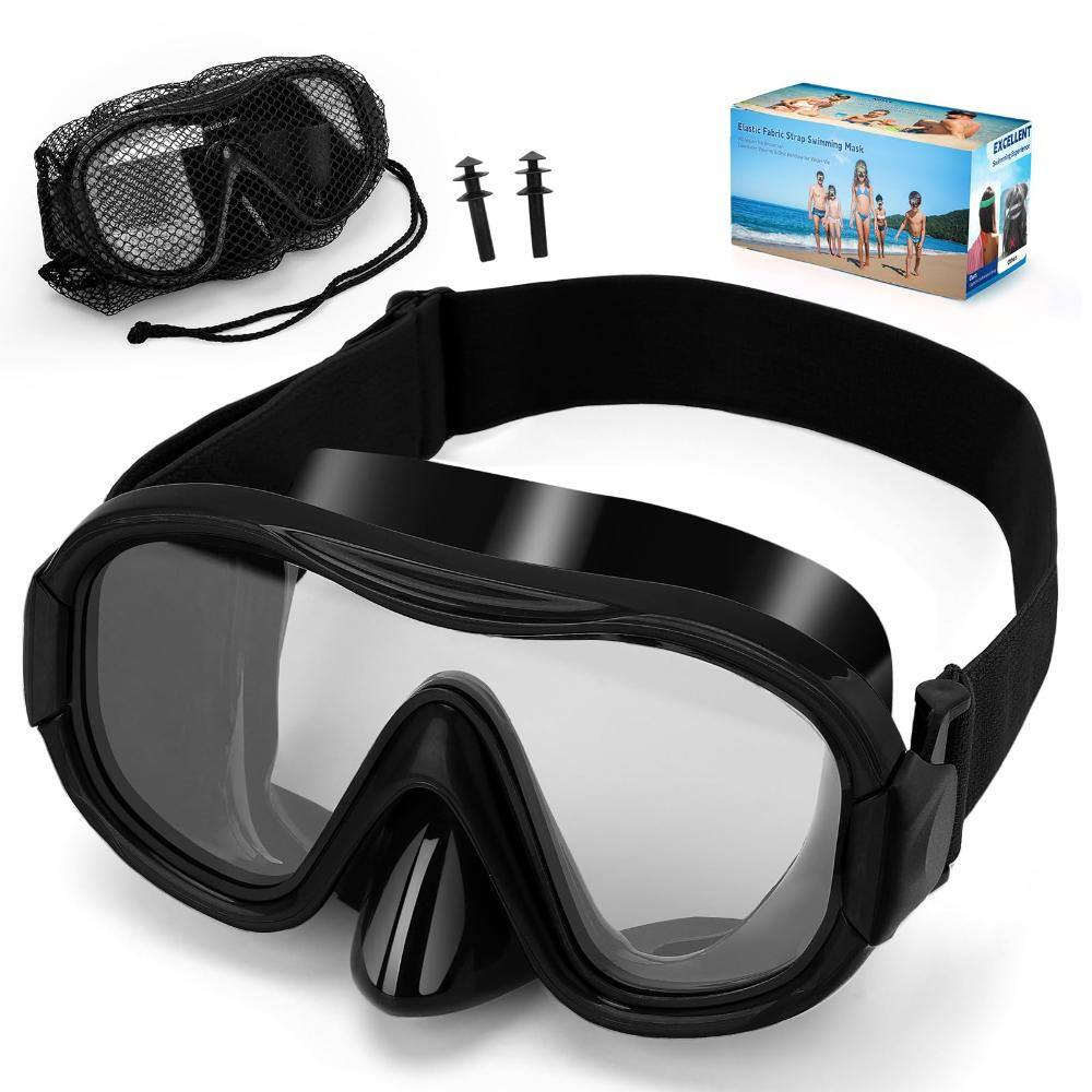 11.8-23.6 in Adjustable Diving Mask Anti-Fog Tempered Glass Black 3-Piece price history on PriceWatchPro