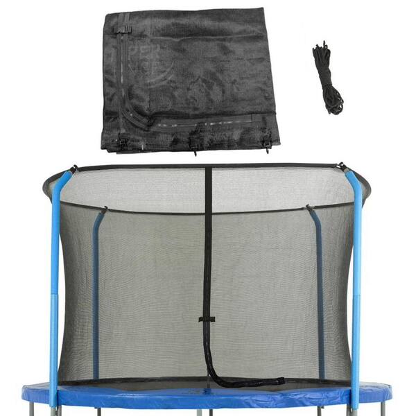 12ft Trampoline Safety Net Replacement - Nylon Enclosure Net With Double Zipper For Round Frames