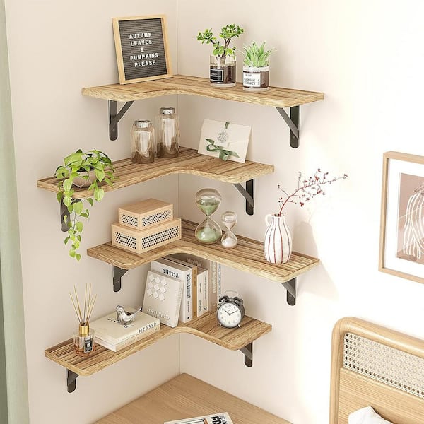 BYBLIGHT Eulas 69.8 in. Tall Brown Engineered Wood 5-Shelf