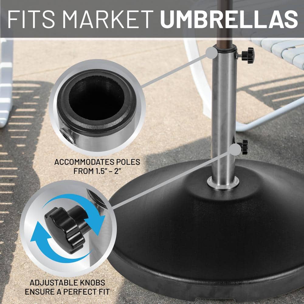 Heavy Duty Black Stainless Steel Fillable Umbrella Base with Wheels