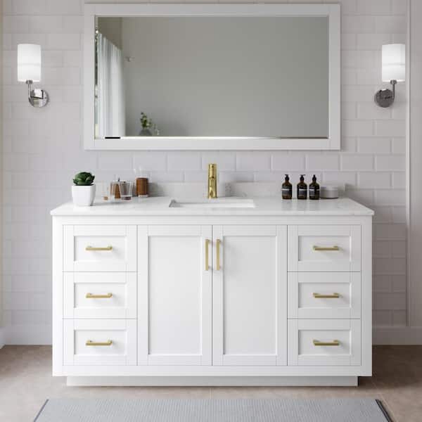 Wyndham Collection Miranda 66 in. W x 22 in. D x 33.75 in. H Single Bath Vanity in White with Carrara Cultured Marble Top