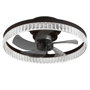 20 in. Flush Mount LED Indoor Brown Smart Ceiling Fan with Remote and Dimmable