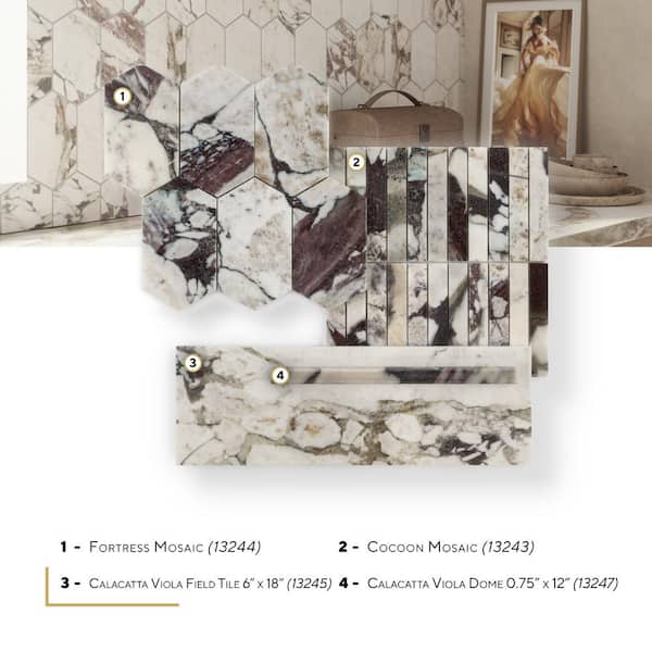 Jeffrey Court Take Home Tile Sample - Cocoon Calacatta Viola