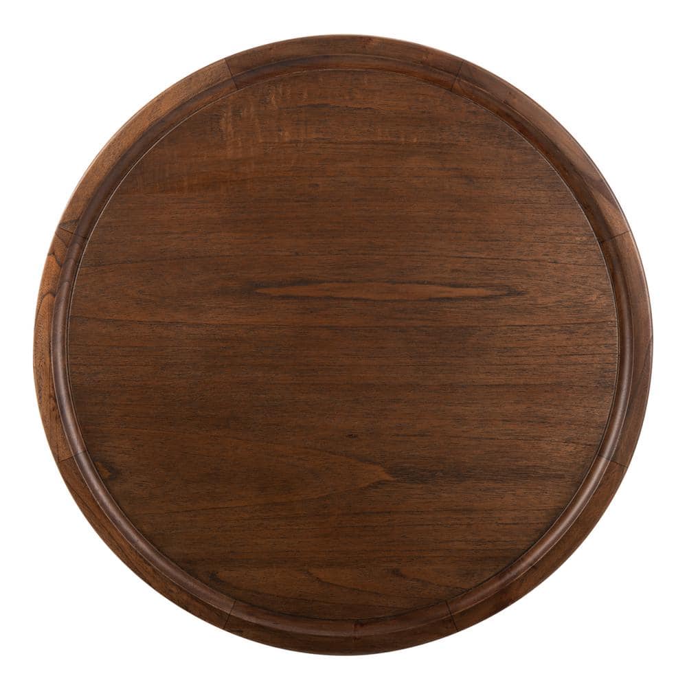 Transitional Dark Brown Round Wood Coffee Table - 28" Diameter