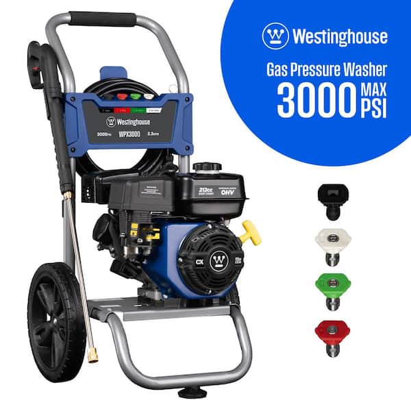 3000 PSI 2.3 GPM Gas Powered Axial Cam Pump Cold Water Pressure Washer with 4 Quick Connect Tips