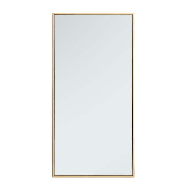 Unbranded Timeless Home 18 in. W x 36 in. H Contemporary Metal Framed Rectangle Brass Mirror