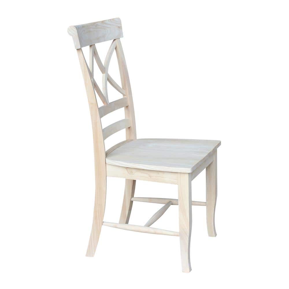 Set of Two White Wood Lattice Dining Chairs