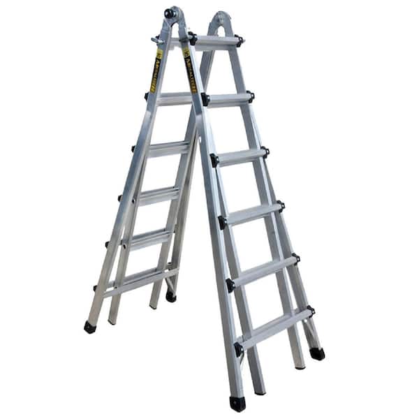 MetalTech 5-in-1 25-ft. Aluminum Telescoping Multi-Position Step Ladder, 300 lbs. Load Capacity, 26 ft. Reach, Type IA Duty Rating