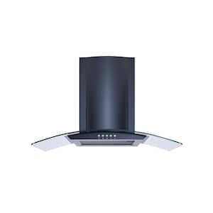 30 in. Convertible Wall Mount Range Hood in Black with Mesh Filters and Push Button Control
