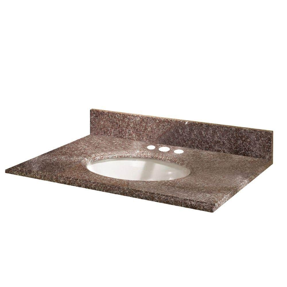 Pegasus 31 In Granite Vanity Top In Montero With White Basin 31664 The Home Depot