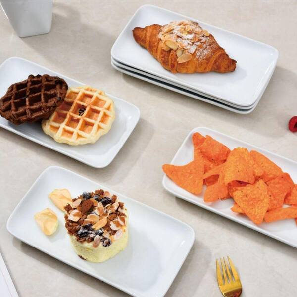 9 in. White Ceramic Decorative Platter (Set of 6) WK1836 - The