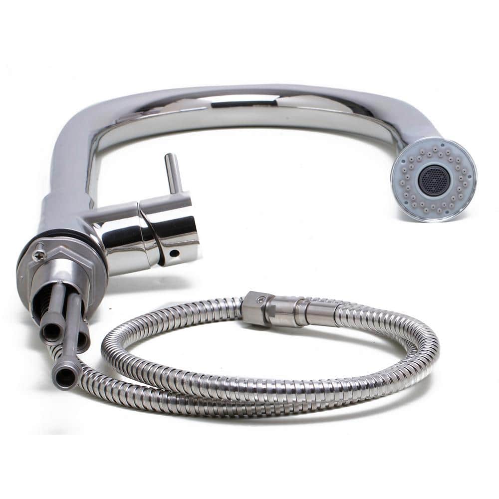 Polished Stainless Steel Pull-Down Kitchen Faucet with Spray