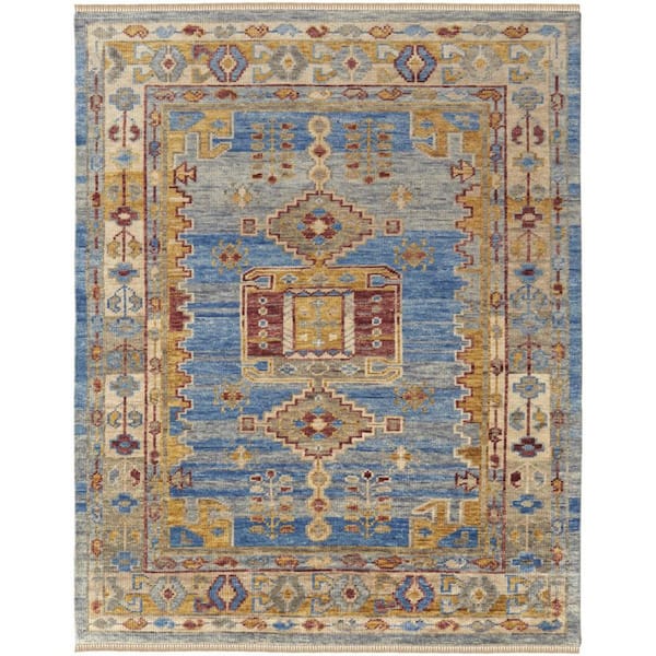 4 ft. x 6 ft. Blue, Red, Yellow Geometric Area Rug