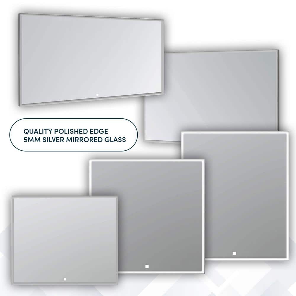 Edge Silver LED Lighted Bathroom Vanity Mirror 30"x32"