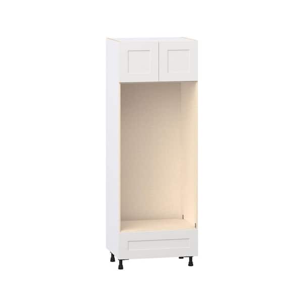 Roseland 30 in. W x 24 in. D x 84.5 in. H Assembled Shaker Double Oven Kitchen Cabinet in Warm White with Drawer