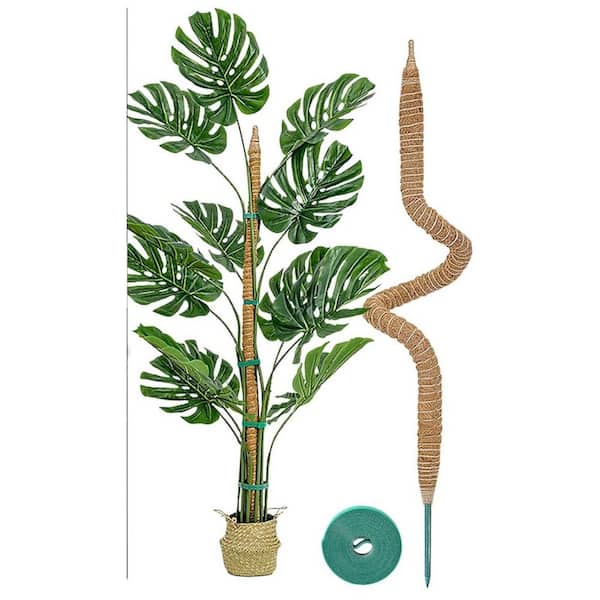 2-Pack 48 in. Bendable Moss Pole Monstera Plant Support-Coconut Palm Fiber-Brown-Climbing Plant Support Structure