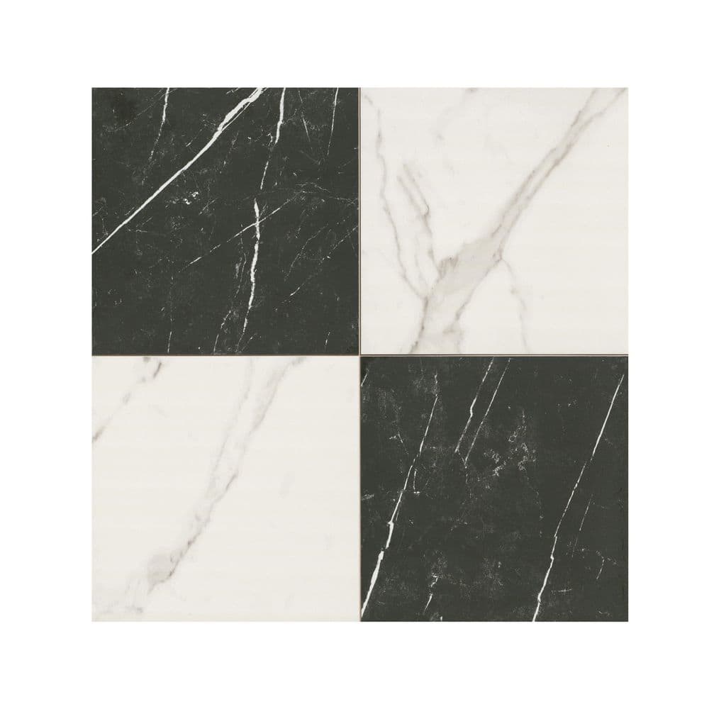 Calacatta Marquina Porcelain Floor and Wall Tile 24 in. x 24 in. Checkerboard Black and White Matte (15.5 sq. ft./ Case) price history on PriceWatchPro