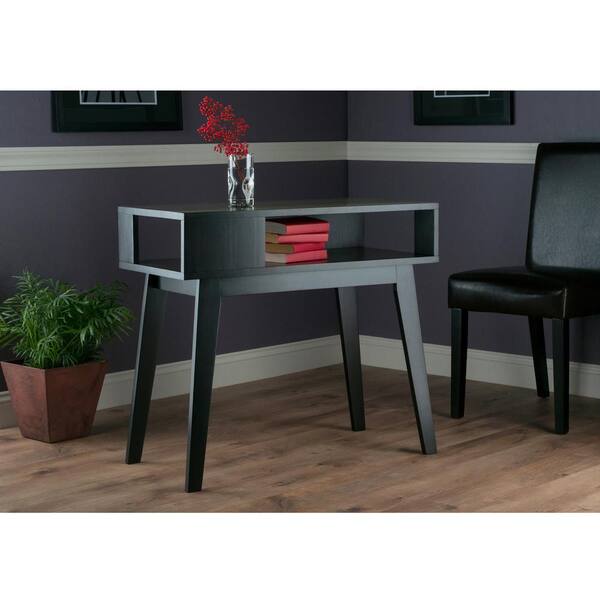 Winsome Wood Thompson 34 in. Espresso Rectangle Wood Console Table with Storage