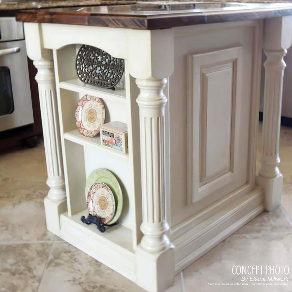 Unfinished Rubberwood Traditional Cabinet Column 35.5"