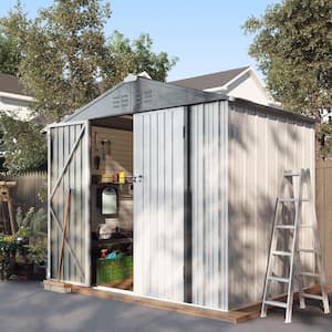 8 ft. W x 6 ft. D Outdoor Storage Metal Shed Utility Patio Shed for Garden and Backyard 48 sq. ft. in White