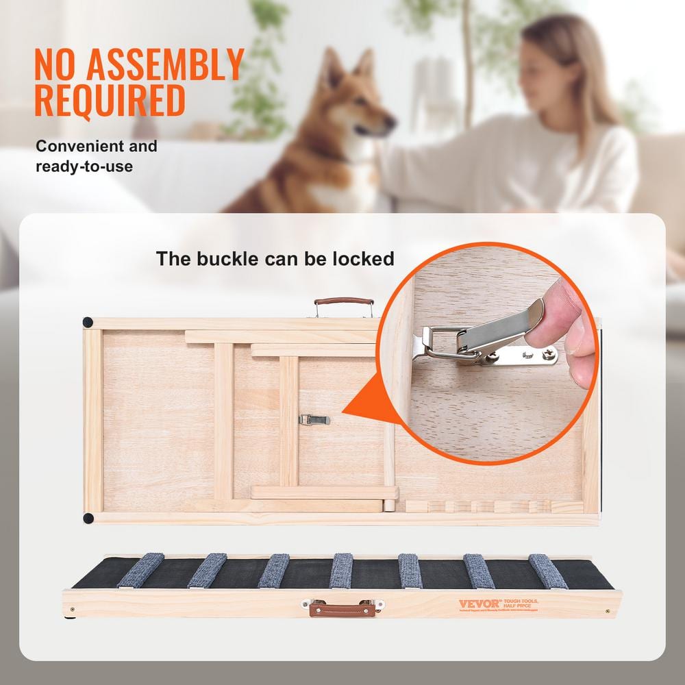 Adjustable Pine Wood Dog Ramp with Non-Slip Surface