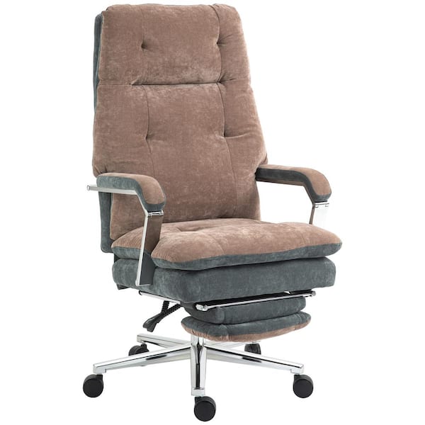 HOMCOM Big and Tall Polyster Adjustable Height Ergonomic Office Chair in Coffee with Arms and Double-Tier Padded