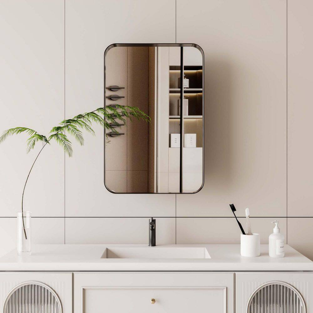 Hot Selling 16 in. W x 24 in. H Rectangular Metal Medicine Cabinet with Mirror, Bathroom Storage Cabinet with Shelf price history on PriceWatchPro