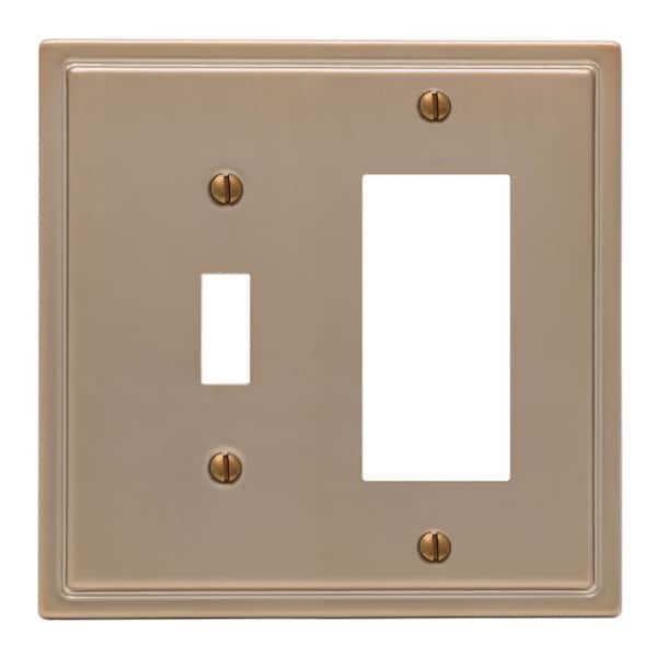 AMERELLE Moderne 2 Gang 1-Toggle and 1-Rocker Steel Wall Plate - Brushed Bronze