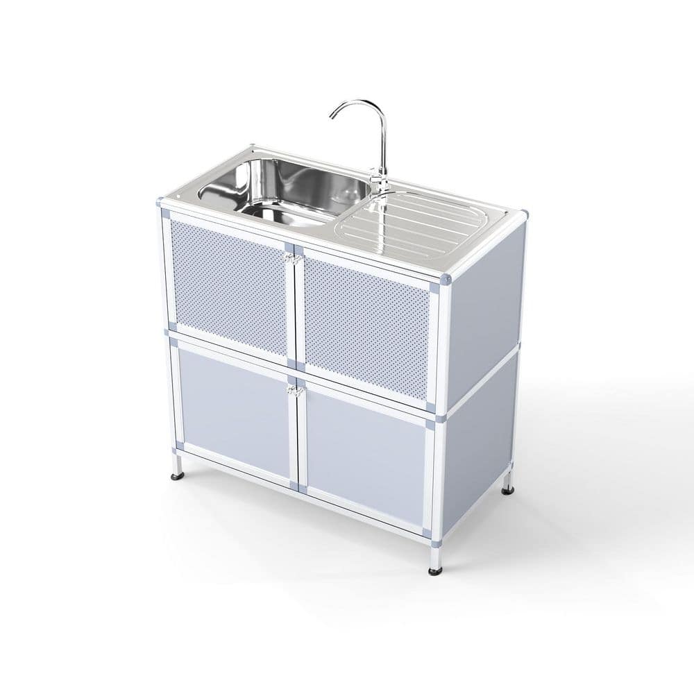 Silver Aluminium 32.68 in. x 16.93 in. x 32.68 in. Outdoor Kitchen Cabinet with Stainless Steel Utility Sink price history on PriceWatchPro