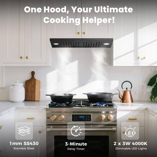 INATECK 30 in. 900 CFM Convertible Insert Range Hood w/ 4-Speed