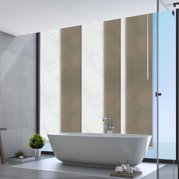 EMOH Moonstone 70 in. - 130 in. W x 94 in. L Adjustable 6- Panel White Single Rail Panel Track with 23.5 in. Slates