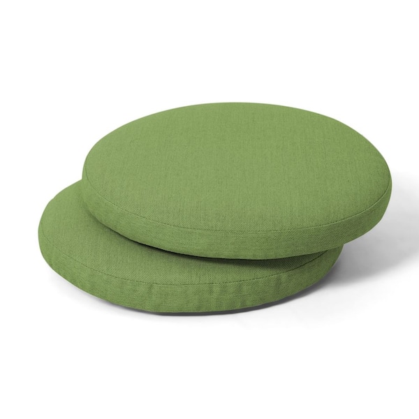 15 in. Round Outdoor Patio Chair Seat Cushion in Green (2-Pack)
