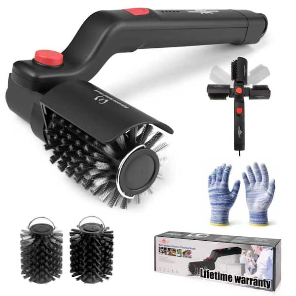 15.55 in. Electric Grill Brush Adjustable Angle 3-Speed Cleaner Black 1-Piece