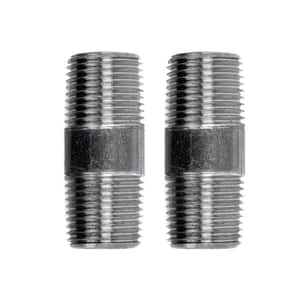 Pipe Decor 1/2 in. x 2 in. Black Steel Pipe Connector (2-Pack)