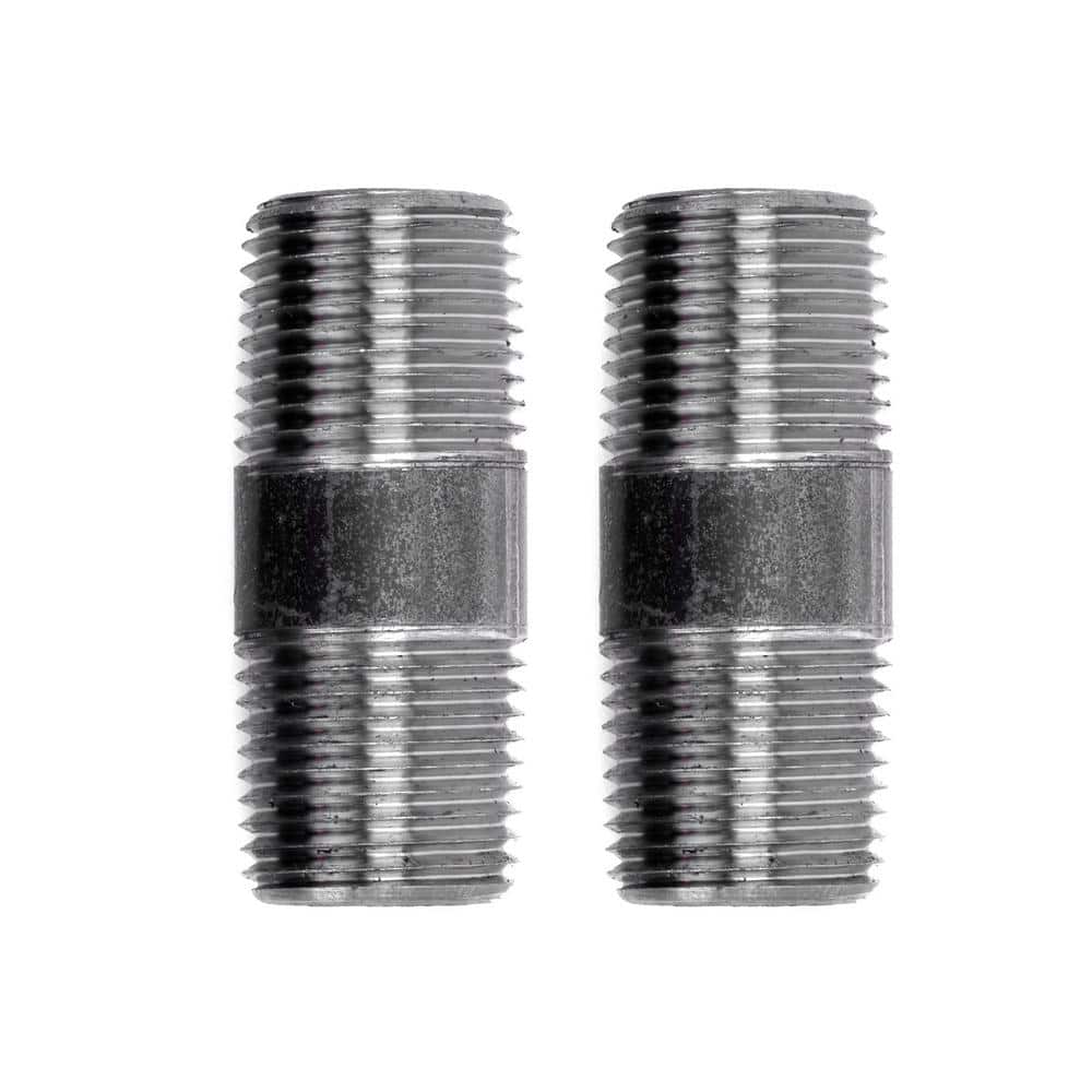 Pipe Decor 1/2 in. x 2 in. Black Steel Pipe Connector (2-Pack) price history on PriceWatchPro