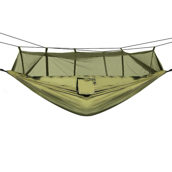 cenadinz 8.5 ft. Portable Nylon Hammock with Mosquito Net 600 lbs. Load 2 Persons in Green