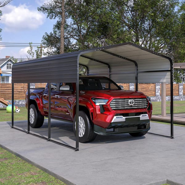 15 ft. W x 10 ft. D x 8.4 ft. H Outdoor Black Metal Carport Carports with Enhanced Base Galvanized for Car/Boats/Truck