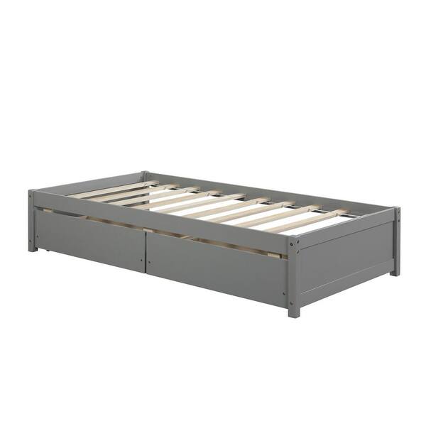 Gray Twin Modern Platform Bed With, Twin Bed Without Box Spring