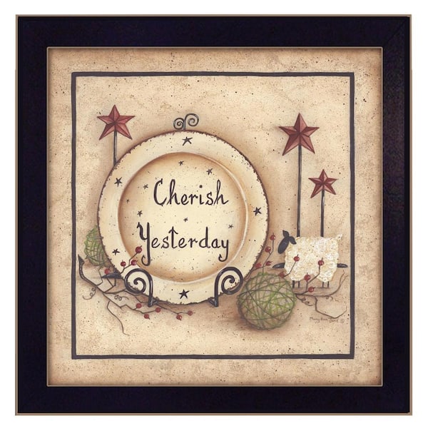 HomeRoots Charlie Cherish Yesterday 1-Piece Framed Wall Art 14 in. x 14 in.