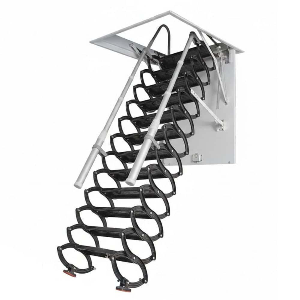 12 Steps Ceiling Mounted Attic Ladder Retractable Pull Down Telescopic Loft Stairs with Handrail 1 Piece price history on PriceWatchPro