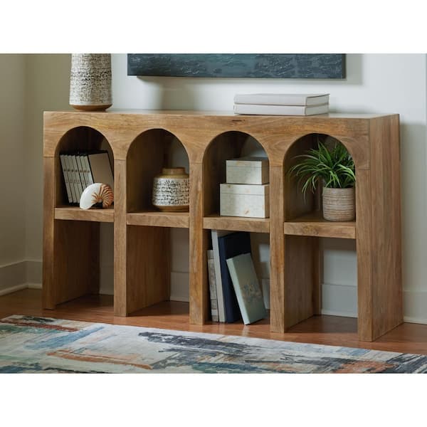 Luzmanacy 52 in. Brown Rectangle Wood Console Table with Shelf