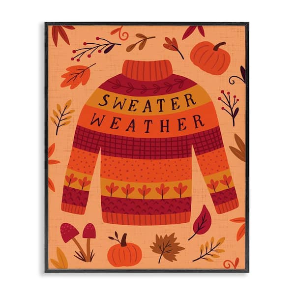 Stupell Industries Sweater Weather Cozy Fall by Nina Seven Black Framed Typography Giclee Art Print 30 in. x 24 in.