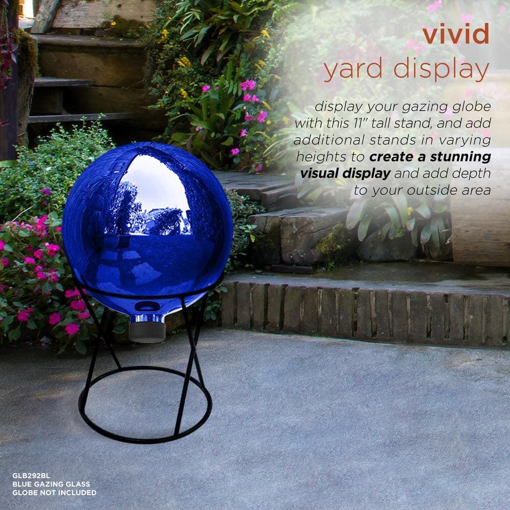 Black Metal 11" Tall Indoor/Outdoor Gazing Globe Stand
