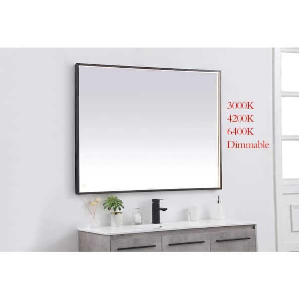 Timeless Home 48 In W X 36 H Modern Rectangular Aluminum Framed Led Wall Bathroom Vanity Mirror Black Bm127296bk The Depot Timeless Home 48 In W X 36 H, 36 X 48 Mirror Black Frame