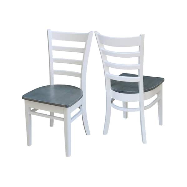 International Concepts Emily White/Gray Solid Wood Dining Chair (Set of 2)