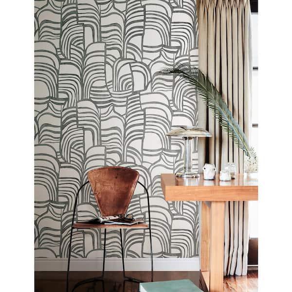 Featherwork Black and White Premium Peel and Stick Wallpaper