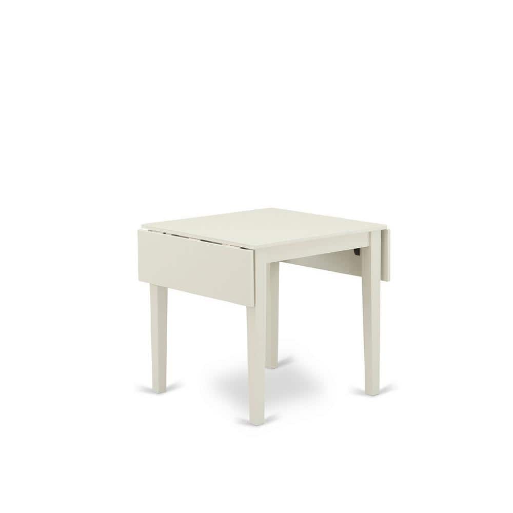 Linen White Rectangular Dining Table with Baby Blue Chairs