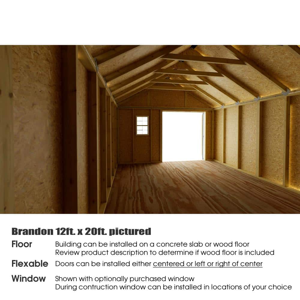 Brandon 12' x 16' Gray Wood Storage Shed Kit with Windows