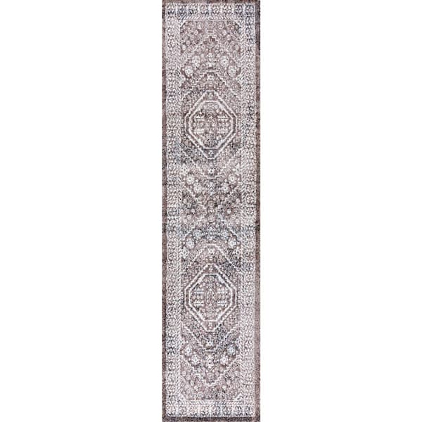 Boho Brown/Ivory 2 ft. x 10 ft. Cottage Medallion Runner Rug