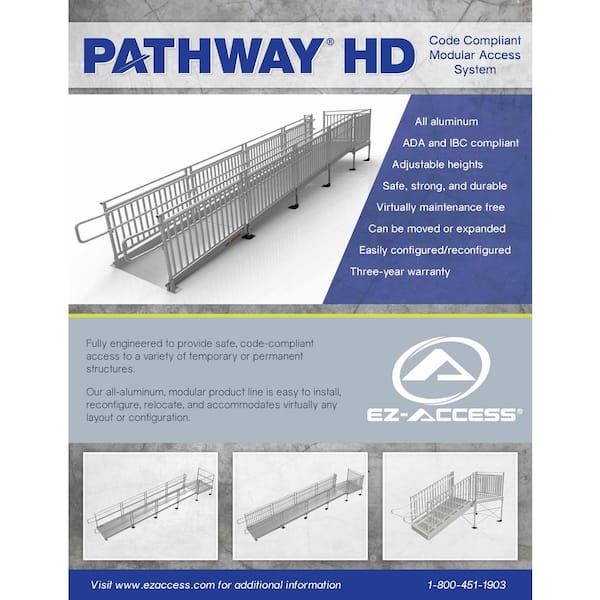 EZ-ACCESS Pathway HD Code Compliant Wheelchair Ramp Kit, 12' x 48W, Guards, 3/pk